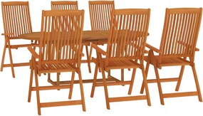vidaXL Τραπεζαρία Κήπου Σετ 7 Τεμαχίων από Μασίφ Ξύλο Ευκαλύπτου