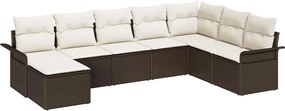 vidaXL Σετ Καναπέ Κήπου με μαξιλάρι 8 pcs Καφέ Πολυ ράταν