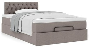 vidaXL Οθωμανικό κρεβάτι με στρώμα Taupe 120x200cm ύφασμα