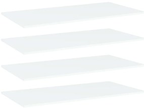Ράφια Βιβλιοθήκης 4 τεμ. Λευκά 80x20x1,5 εκ. από Επεξ. Ξύλο