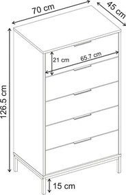 Συρταριέρα Mars Megapap χρώμα καρυδί Ud 70x45x126,5εκ.