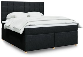 vidaXL Κρεβάτι Boxspring με Στρώμα Μαύρο 180x200 εκ. Υφασμάτινο