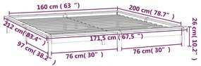 Πλαίσιο Κρεβατιού με LED Λευκό 160 x 200 εκ. από Μασίφ Ξύλο - Λευκό