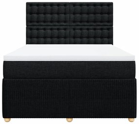 vidaXL Κρεβάτι Boxspring με Στρώμα Μαύρο 140x200 εκ. Υφασμάτινο