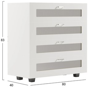ΣΥΡΤΑΡΙΕΡΑ ΜΕΛΑΜΙΝΗΣ THORGAN HM9880.03 4 ΣΥΡΤΑΡΙΑ-ΛΕΥΚΟ ΧΡΩΜΑ 80Χ40Χ83Υεκ