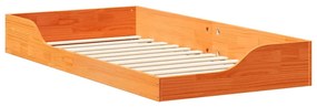 vidaXL Κρεβάτι δαπέδου Καφέ κεριού 90 x 190 cm Μασίφ ξύλο πεύκου