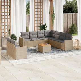 vidaXL Patio Sofa Set 9-θέσια Μίξη μπεζ και ανοιχτό γκρι