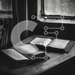 Intra Συλλεκτικό Ξύλινο Παζλ Plywood 4mm - Δύο ανοιχτά βιβλία σε ένα ξύλινο τραπέζι Σε Ξύλινο Κουτί - Διαστάσεις Puzzle: 10x10 cm – 25 κομμάτια