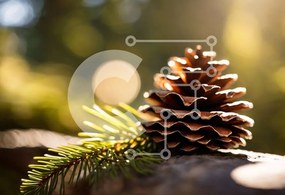 Intra Συλλεκτικό Ξύλινο Παζλ Plywood 4mm - Κώνος πεύκου σε κλαδί δέντρου στο δάσος Σε Ξύλινο Κουτί - Διαστάσεις: 10x10 cm – 25 κομμάτια