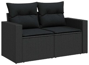 vidaXL Σετ σαλονιού κήπου 12 τεμαχίων  με μαξιλάρια, μαύρο πολυεπίστρωμα ακακίας