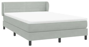 Κρεβάτι Boxspring με Στρώμα Ανοιχτό Γκρι 160x210 εκ. Βελούδινο - Γκρι