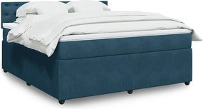vidaXL Κρεβάτι Boxspring με Στρώμα Μπλε 180x200 εκ. Βελούδινο