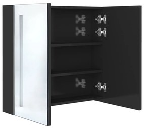 VidaXL Καθρέφτης Μπάνιου με Ντουλάπι & LED Λαμπερό Μαύρο 62x14x60 εκ.
