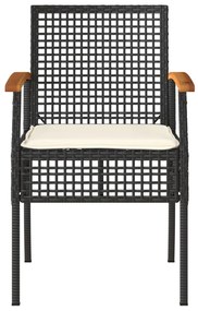 vidaXL Καρέκλες Κήπου 4 τεμ. Μαύρες Συνθ. Ρατάν/Ξύλο Ακακίας+Μαξιλάρια