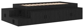 vidaXL Κρεβάτι Αποθήκευσης Μαύρο Καφέ 90x200 cm