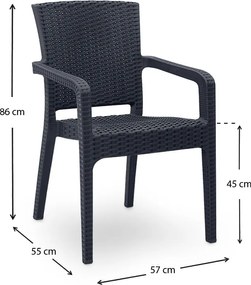 Πολυθρόνα πολυπροπυλενίου Clio Megapap recycled χρώμα ανθρακί 57x55x86εκ.