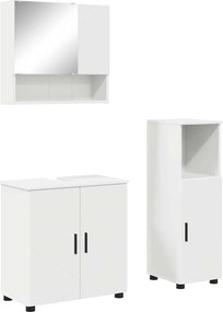 vidaXL Σετ Επίπλων Μπάνιου 3 pcs Λευκό Επεξεργασμένο ξύλο &amp; Μέταλλο