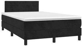 vidaXL Κρεβάτι Boxspring με Στρώμα & LED Μαύρο 120x190 εκ. Βελούδινο