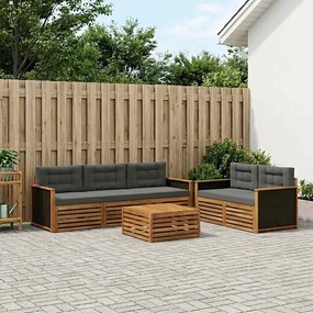 vidaXL Σειρά Καναπέ Εξωτερικού 7 pcs Φυσικό και Ανθρακί Πολυεστέρας