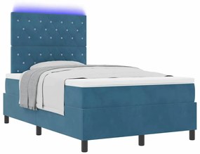 vidaXL Κρεβάτι με ελατήρια με στρώμα Σκούρο Μπλε 120 x 200 cm Βελούδο