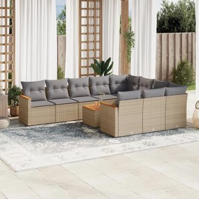 vidaXL Patio Sofa Set 10-θέσια Μικτό μπεζ