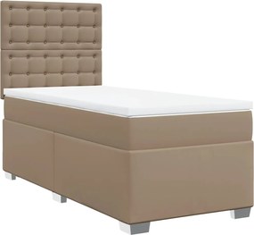 vidaXL Κρεβάτι Boxspring με Στρώμα Καπουτσίνο 90x200εκ.από Συνθ. Δέρμα