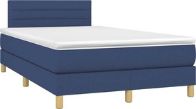 vidaXL Κρεβάτι Boxspring με Στρώμα &amp; LED Μπλε 120x190εκ. Υφασμάτινο