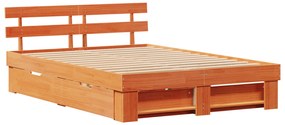 vidaXL Σκελετός Κρεβατιού Καφέ κεριού 150 x 200 cm Στερεό Ξύλο