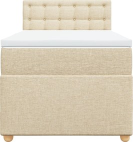 vidaXL Κρεβάτι Boxspring με Στρώμα Κρεμ 100 x 200 εκ. Υφασμάτινο