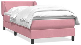 vidaXL Κρεβάτι Boxspring με Στρώμα Ροζ 90x220 εκ. Βελούδινο