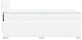 vidaXL Κρεβάτι Boxspring με Στρώμα Λευκό 90x200εκ. από Συνθετικό Δέρμα