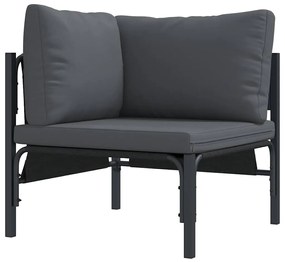 vidaXL Σετ Καναπέ Κήπου με μαξιλάρι 6 pcs Μαύρο Ατσάλι