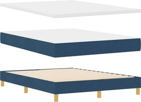 vidaXL LED Κρεβάτι με βάθρο με μαξιλάρι Μπλε 140 x 190 cm ύφασμα