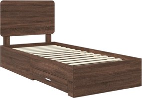 vidaXL Σκελετός Κρεβατιού Καφέ δρυς 75 x 190 cm Επεξεργασμένο ξύλο
