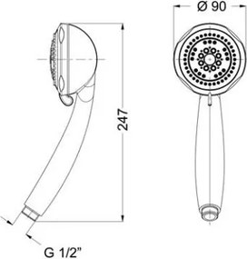 Eurorama R50203 - Τηλέφωνο μπάνιου 4 ροών Ø9 cm