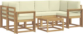 vidaXL Σειρά Καναπέ Εξωτερικού με μαξιλάρι 7 pcs Λευκό και Κρεμ