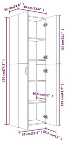 Ντουλάπα Γραφείου Καπνιστή Δρυς 60x32x190 εκ. από Επεξεργ. Ξύλο - Καφέ