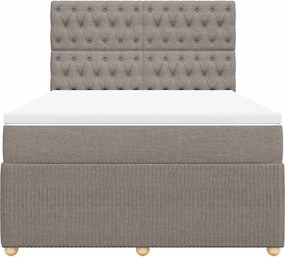 vidaXL Κρεβάτι Boxspring με Στρώμα Taupe 140x190 εκ. Υφασμάτινο