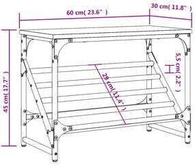 Παπουτσοθήκη Sonoma Δρυς 60x30x45 εκ. Επεξεργασμένο Ξύλο - Καφέ