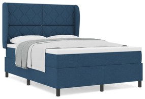 vidaXL Κρεβάτι με Στρώμα Box Spring - Μπλε, 140x190 εκ., Ύφασμα