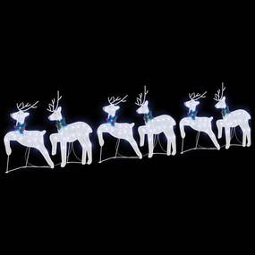 vidaXL LED Ελάφια 6 pcs Λευκό ύφασμα