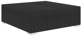 vidaXL Υποπόδιο Τμηματικό 1 τεμ. Μαύρο από Συνθετικό Ρατάν με Μαξιλάρι