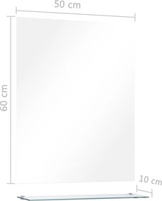 vidaXL Καθρέφτης Τοίχου με Ράφι 50 x 60 εκ. από Ψημένο Γυαλί