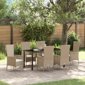 vidaXL Σετ Τραπεζαρίας Κήπου 7 pcs Μπεζ Μαύρο 160 x 80 x 73 εκ