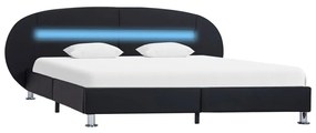 Πλαίσιο Κρεβατιού με LED Μαύρο 180x200 εκ. από Συνθετικό Δέρμα - Μαύρο