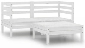 vidaXL Σαλόνι Κήπου Σετ 3 Τεμαχίων Λευκό από Μασίφ Ξύλο Πεύκου