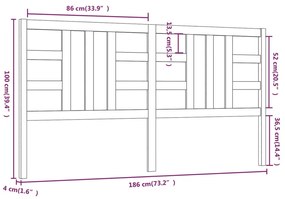 vidaXL Κεφαλάρι Κρεβατιού Λευκό 186 x 4 x 100 εκ. Μασίφ Ξύλο Πεύκου