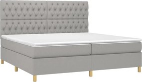 vidaXL Κρεβάτι Boxspring με Στρώμα Ανοιχτό Γκρι 200x200 εκ. Υφασμάτινο