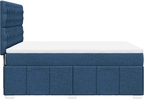 vidaXL Κρεβάτι Boxspring με Στρώμα Μπλε 140x190 εκ. Υφασμάτινο