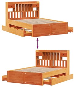 Κρεβάτι Βιβλιοθήκη Χωρίς Στρώμα 150x200 εκ Μασίφ Ξύλο Πεύκου 3308959